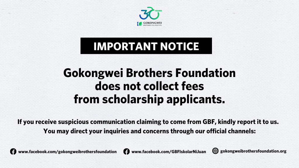 IMPORTANT NOTICE: GBF does not collect fees from scholarship applicants